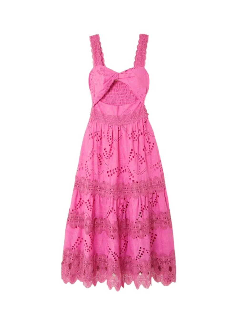 Waimari Jane Maxi Dress Womens Small Pink Sleeveless Cut Out Eyelet Lace Cotton